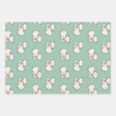 ヴィンテージクリスマスパターンとベビー子羊オン緑 ラッピングペーパーシート (正面)