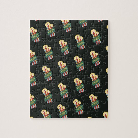 ヴィンテージクリスマスパターンキャンドルホリデイ応援 ジグソーパズル (縦)