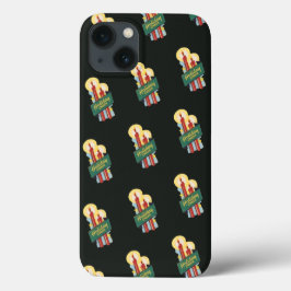 ヴィンテージクリスマスパターンキャンドルホリデイ応援 iPhone 13ケース