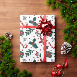 ヴィンテージクリスマスパターンギフト ラッピングペーパー