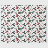 ヴィンテージクリスマスパターンギフト ラッピングペーパー (フラット)