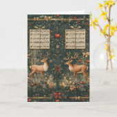 ヴィンテージクリスマスパターンディアシート音楽弓 カード (黄色い花)
