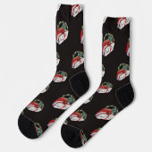 ヴィンテージクリスマスパターン包まれたプレゼント ソックス (左)