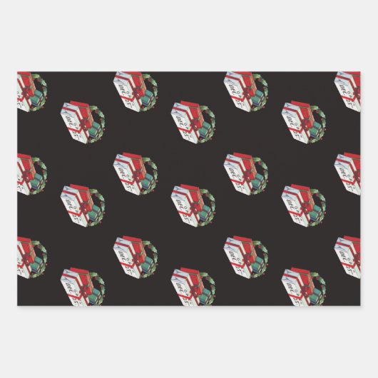 ヴィンテージクリスマスパターン包まれたプレゼント ラッピングペーパーシート (正面2)