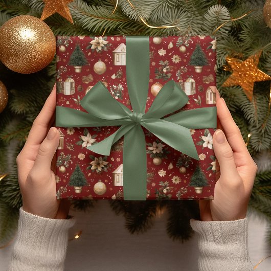 ヴィンテージクリスマスパターン包装紙 ラッピングペーパー
