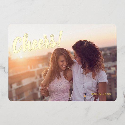 ヴィンテージクリスマスパターン応援1枚の写真金ゴールド 箔シーズンカード (正面)