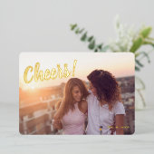 ヴィンテージクリスマスパターン応援1枚の写真金ゴールド 箔シーズンカード (立ち正面)