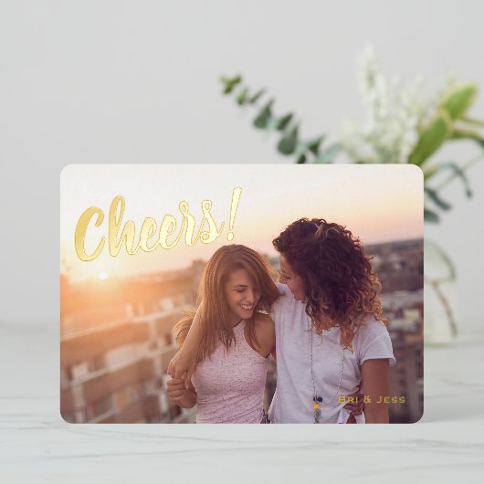 ヴィンテージクリスマスパターン応援1枚の写真金ゴールド 箔シーズンカード (立ち正面)