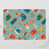 ヴィンテージクリスマスパターン応援1枚の写真金ゴールド 箔シーズンカード (裏面)