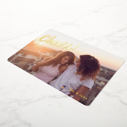 ヴィンテージクリスマスパターン応援1枚の写真金ゴールド 箔シーズンカード (回転した状態)