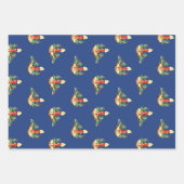 ヴィンテージクリスマスパターン、キャンドルとホリー ラッピングペーパーシート (正面)