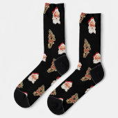 ヴィンテージクリスマスパターン、サンタクロース ソックス (左)