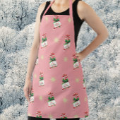 ヴィンテージクリスマスパターン、ピンクのキャンディカン エプロン