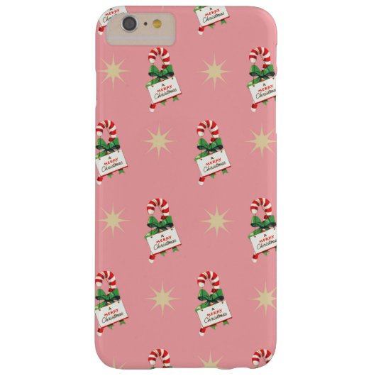 ヴィンテージクリスマスパターン、ピンクのキャンディカン Case-Mate iPhoneケース (裏面)
