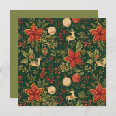 ヴィンテージクリスマスパターン - フラットホリデーカード シーズンカード (正面/裏面)