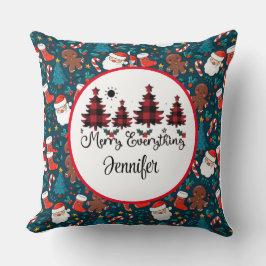 ヴィンテージクリスマスパターン、プレイドクリスマスツリー クッション