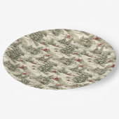 ヴィンテージクリスマスパターン ペーパープレート (アングル)