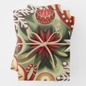 ヴィンテージクリスマスパターン ラッピングペーパーシート (インサイチュ)