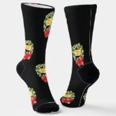 ヴィンテージクリスマスパターン，リースのメリークリスマス ソックス (傾斜あり)