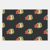 ヴィンテージクリスマスパターン,リースのメリークリスマス ラッピングペーパーシート (正面)