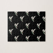 ヴィンテージクリスマスパターン、平和のためのホワイト鳩 ジグソーパズル (横)