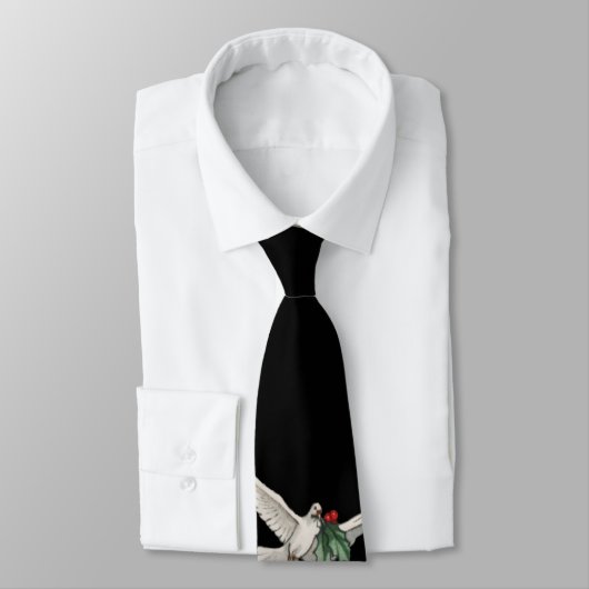 ヴィンテージクリスマスパターン、平和のためのホワイト鳩 ネクタイ (タイ)