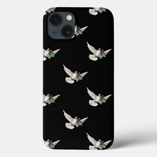 ヴィンテージクリスマスパターン、平和のためのホワイト鳩 Case-Mate iPhoneケース (裏面)