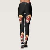 ヴィンテージクリスマスパターン、陽気なサンタクロース レギンス (裏面)