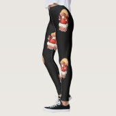 ヴィンテージクリスマスパターン、陽気なサンタクロース レギンス (左)