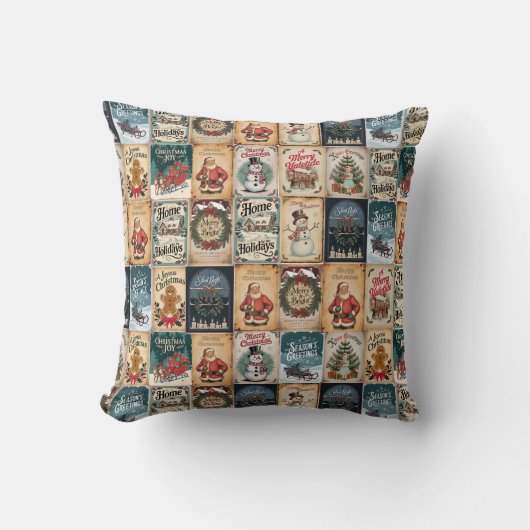 ヴィンテージクリスマスパッチワークホリデイ装飾用クッション クッション (正面)