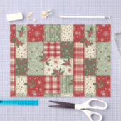 ヴィンテージクリスマスパッチワーク 薄葉紙 (クラフト)