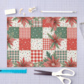 ヴィンテージクリスマスパッチワーク 薄葉紙 (クラフト)