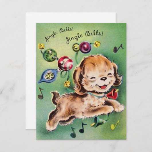 ヴィンテージクリスマスパピーの歌 シーズンカード (正面/裏面)