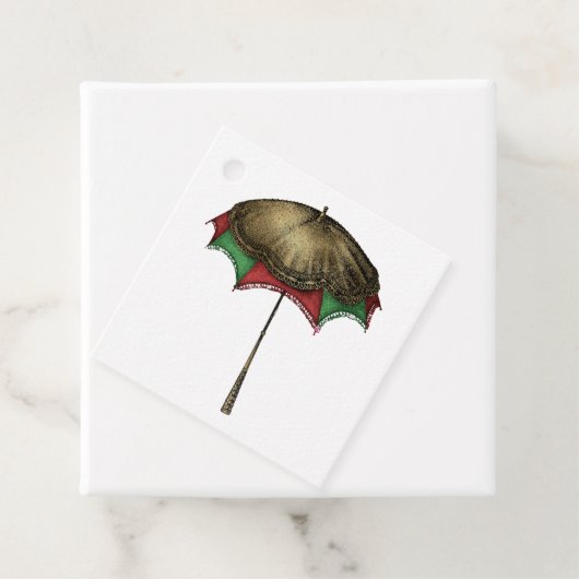 ヴィンテージクリスマスパラソルとレース フェイバータグ (インサイチュ)