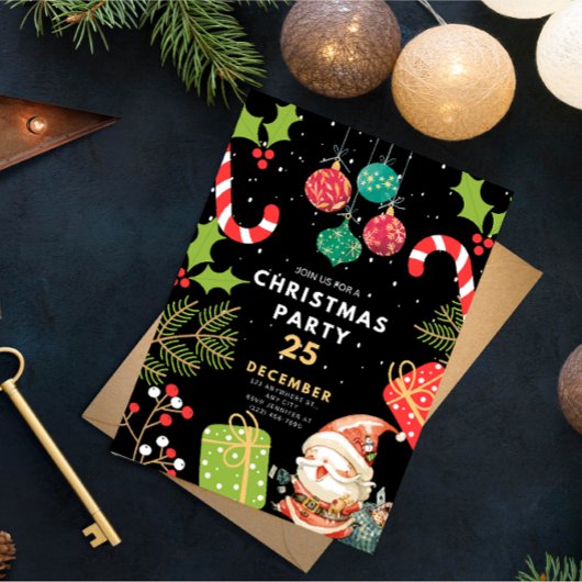 ヴィンテージクリスマスパーティの招待状クリスマスイブ 招待状