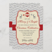 ヴィンテージクリスマスパーティの招待状 招待状 (正面/裏面)