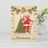 ヴィンテージクリスマスパーティの招待状 招待状 (スタンド正面)