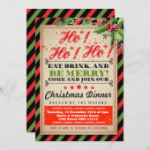 ヴィンテージクリスマスパーティの招待状 招待状 (正面/裏面)