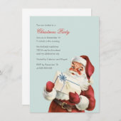 ヴィンテージクリスマスパーティーすてきサンタブルーホリデー 招待状 (正面/裏面)