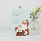 ヴィンテージクリスマスパーティーすてきサンタブルーホリデー 招待状 (スタンド正面)