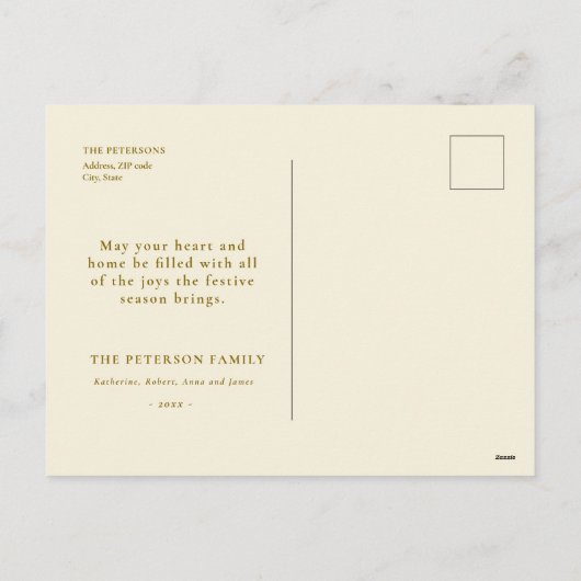 ヴィンテージクリスマスパーティーコテージ冬のシーン シーズンポストカード (裏面)