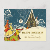 ヴィンテージクリスマスパーティーコテージ冬のシーン シーズンポストカード (正面)