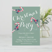 ヴィンテージクリスマスパーティースクリプトキャンディーケーン 招待状 (スタンド正面)