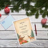 ヴィンテージクリスマスパーティーハンドドロッドホリデイ 招待状