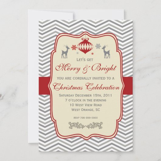 ヴィンテージクリスマスパーティ招待状 招待状 (正面)