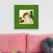 ヴィンテージクリスマスビクトリアンかわいいダックスシャント犬 キャンバスプリント (インサイチュ (リビング))