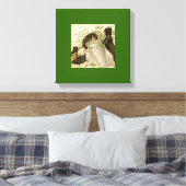 ヴィンテージクリスマスビクトリアンかわいいダックスシャント犬 キャンバスプリント (インサイチュ (寝室))