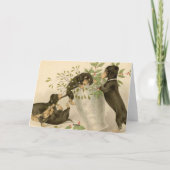 ヴィンテージクリスマスビクトリアンかわいいダックスシャント犬 シーズンカード (裏面)