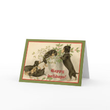 ヴィンテージクリスマスビクトリアンかわいいダックスシャント犬