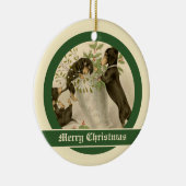 ヴィンテージクリスマスビクトリアンかわいいダックスシャント犬 セラミックオーナメント (右)